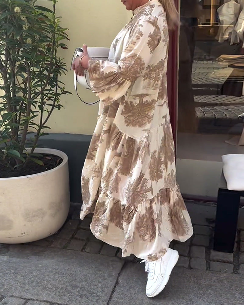 Giavanna - Vestido Largo Casual con Mangas Acampanadas Estampado