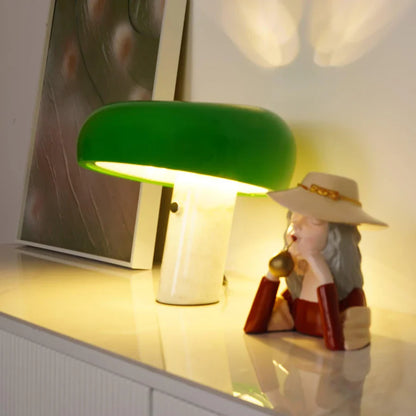 Table Lamp Marble Base Modern Metal Shade