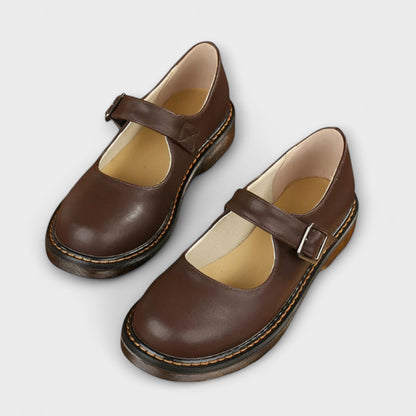 Zapatos Vintage Mary Jane para Mujer de Damen – Zapatos Clásicos de Cuero con Correa y Suela Cómoda