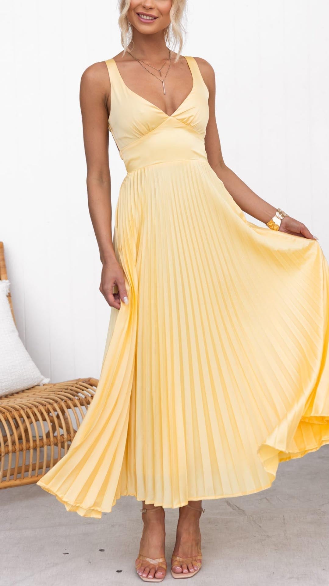 Naomi - Vestido de fiesta elegante con tirantes y cintura fruncida