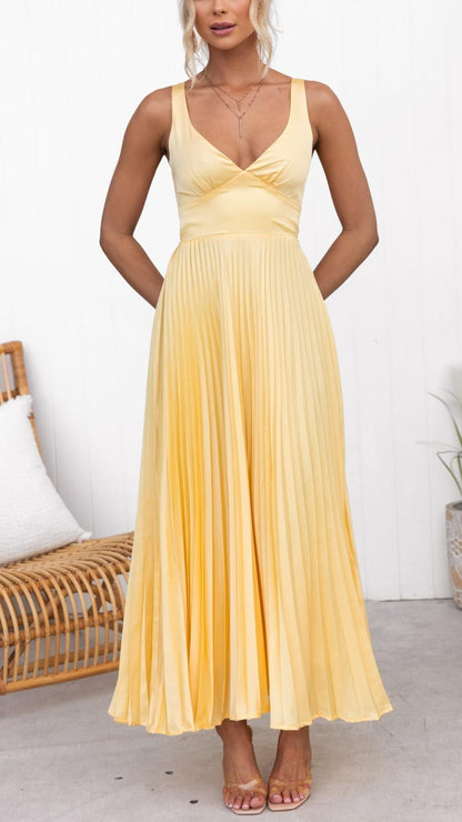 Naomi - Vestido de fiesta elegante con tirantes y cintura fruncida