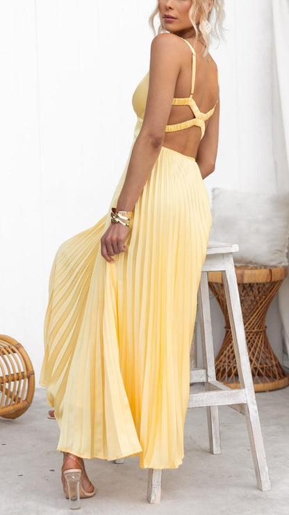 Naomi - Vestido de fiesta elegante con tirantes y cintura fruncida