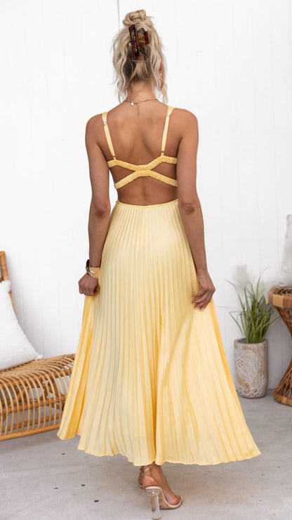 Naomi - Vestido de fiesta elegante con tirantes y cintura fruncida