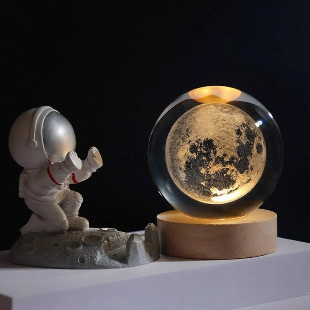 Luz nocturna LED con esfera de cristal 3D