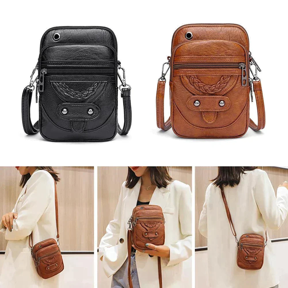 Vintage Leather Crossbody Bag - Jaida