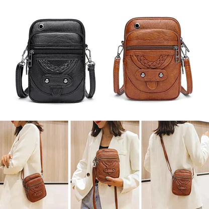Vintage Leather Crossbody Bag - Jaida