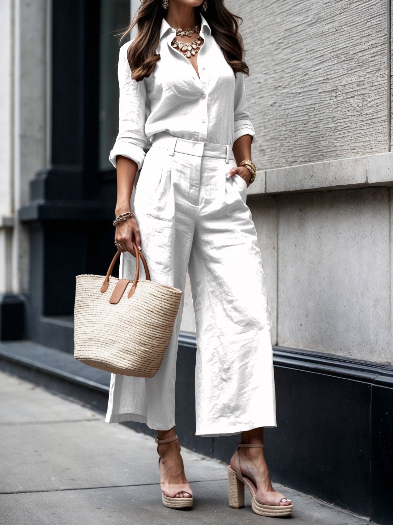 Sophia™ | Conjunto de pantalones capri rosas y camisa holgada