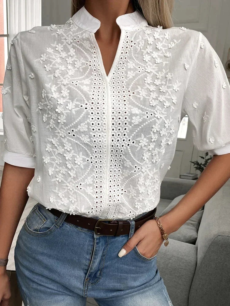 Tracey | Blusa de Bordado Floral Chic