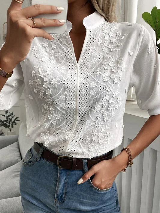 Tracey | Blusa de Bordado Floral Chic