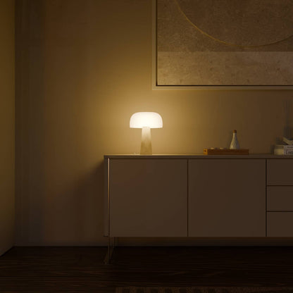 Lámparas de mesita de noche base de travertino pantalla de vidrio opalino