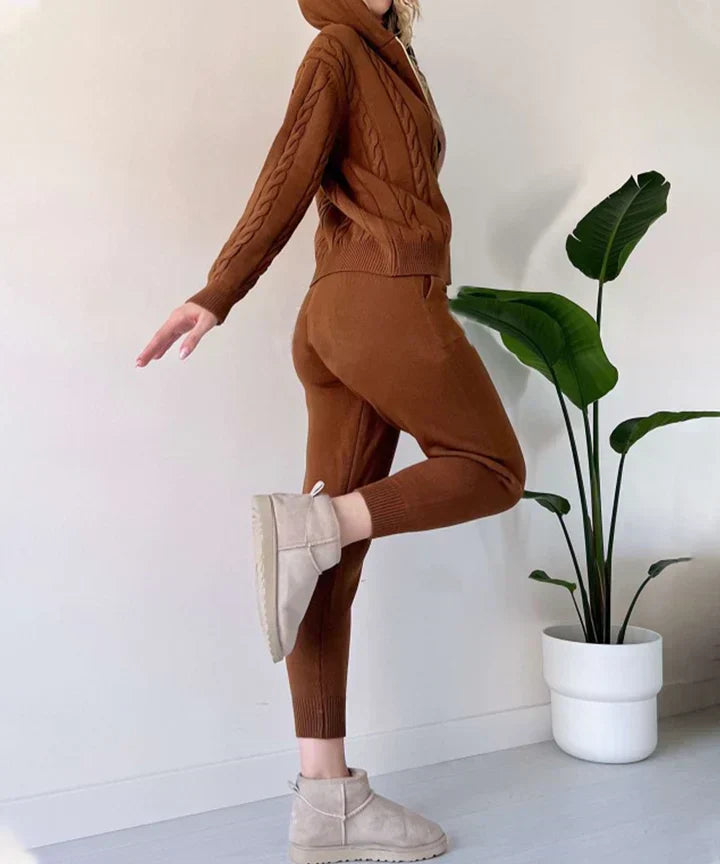 Poppy - Conjunto de dos piezas suéter casual de punto jacquard