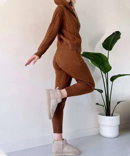 Poppy - Conjunto de dos piezas suéter casual de punto jacquard