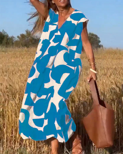 Elowen - Vestido sin mangas con estampado geométrico irregular