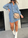 Galilea - Vestido midi de mezclilla con cuello vuelto chic