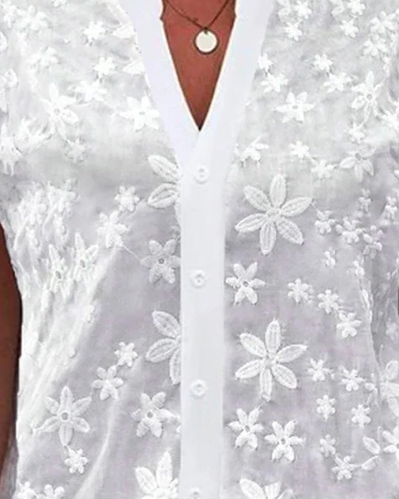 Coralie | Blusa de manga corta con escote en V