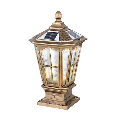 Luz de Poste de Jardín Negra LED Solar para Exterior