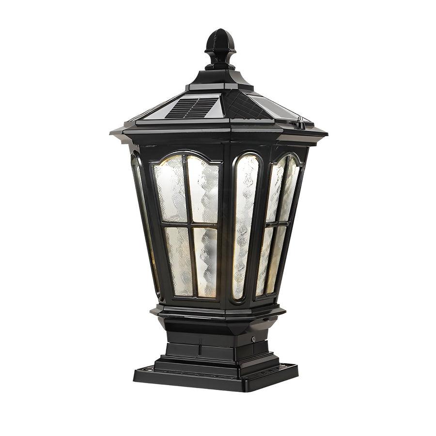 Luz de Poste de Jardín Negra LED Solar para Exterior