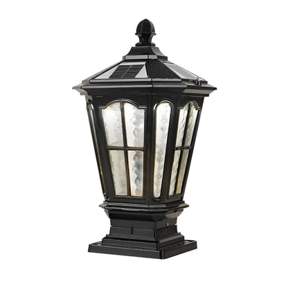 Luz de Poste de Jardín Negra LED Solar para Exterior