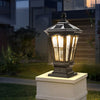 Luz de Poste de Jardín Negra LED Solar para Exterior