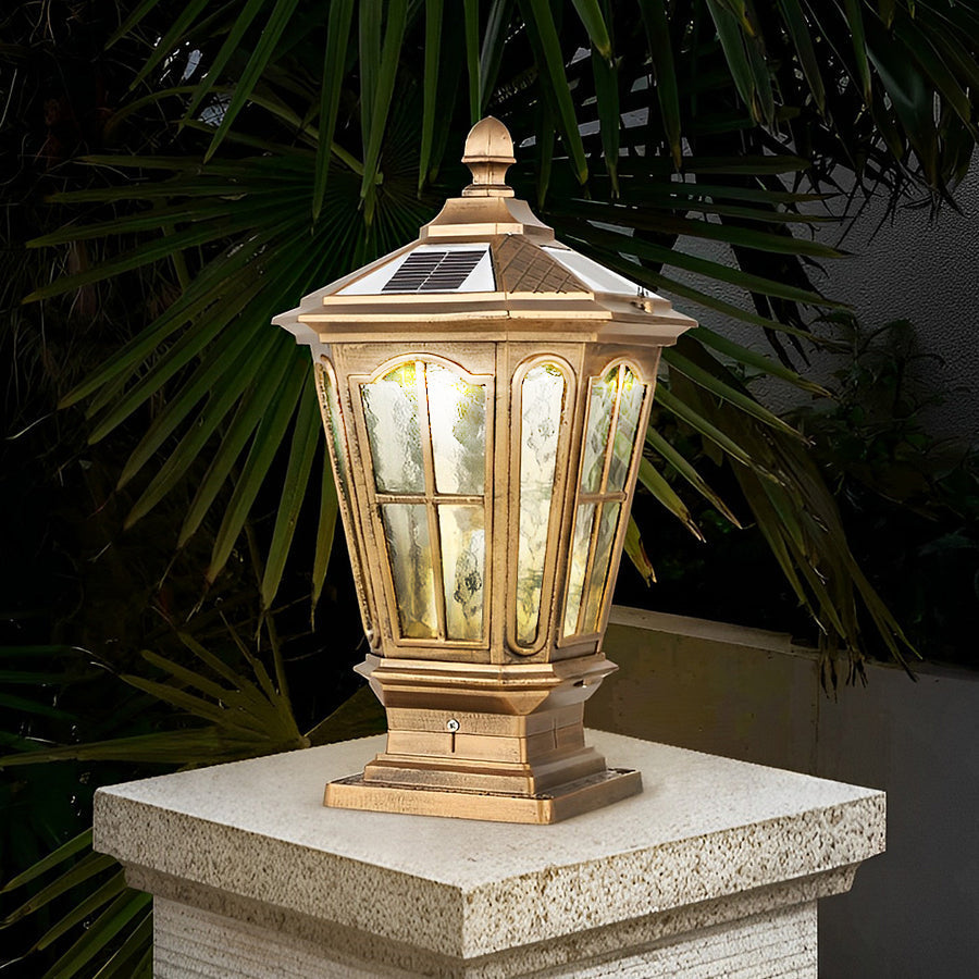 Luz de Poste de Jardín Negra LED Solar para Exterior
