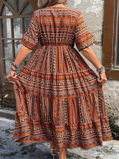 Sylpha - Vestido bohemio étnico elegante con estampado
