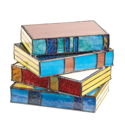 Table Lamp with Colourful Book Stack Design