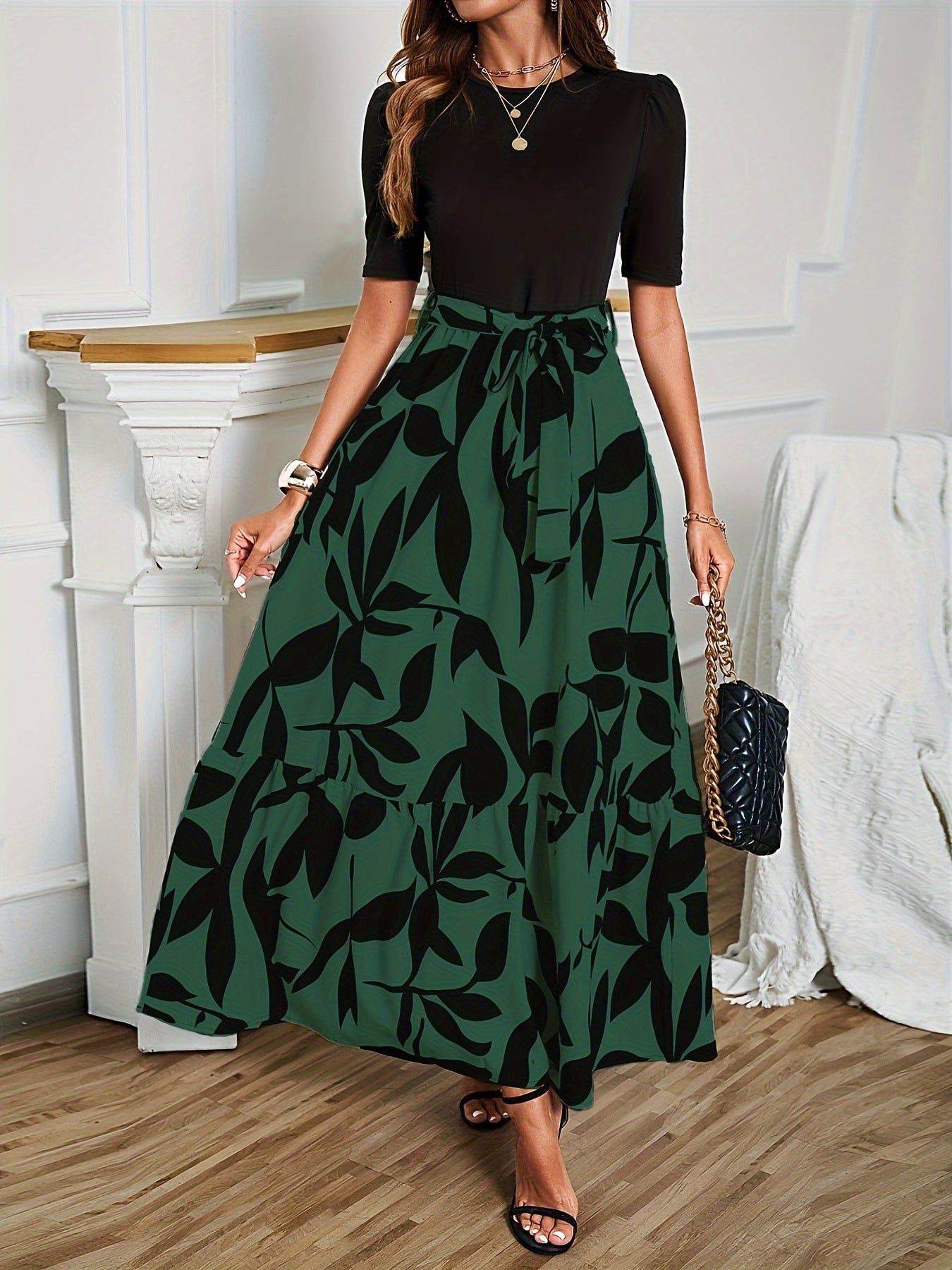 Mina | Elegant Floral Short Sleeve Dress