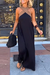 Vestido sin mangas con cuello halter cruzado Melina y costuras