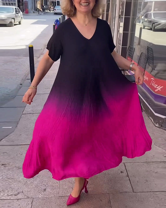 Joan - Vestido Maxi Fluido con Degradado de Verano