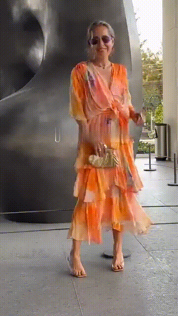 Nysa - Vestido de gasa con volantes y estampado floral de primavera