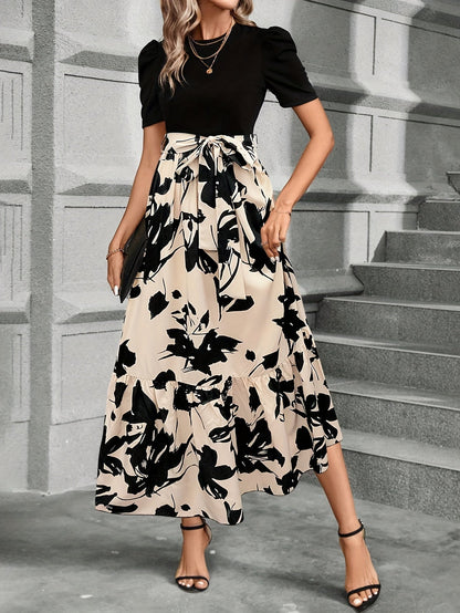 Briony - Vestido floral de cintura alta con dobladillo con volantes