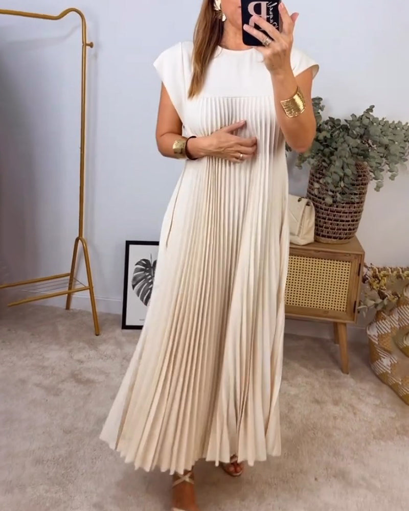 Vestido sin mangas, sencillo, plisado, elegante