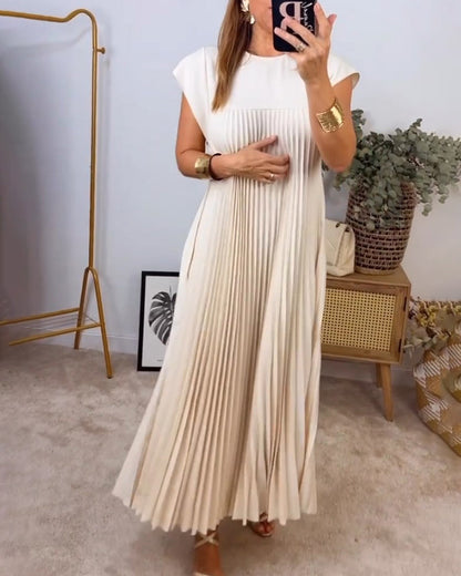 Vestido sin mangas, sencillo, plisado, elegante