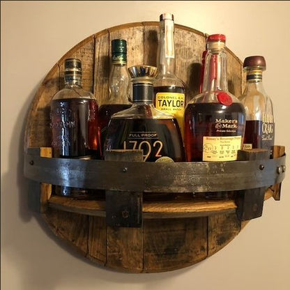 Estante de Pared de Roble Rústico para Botellas de Whisky