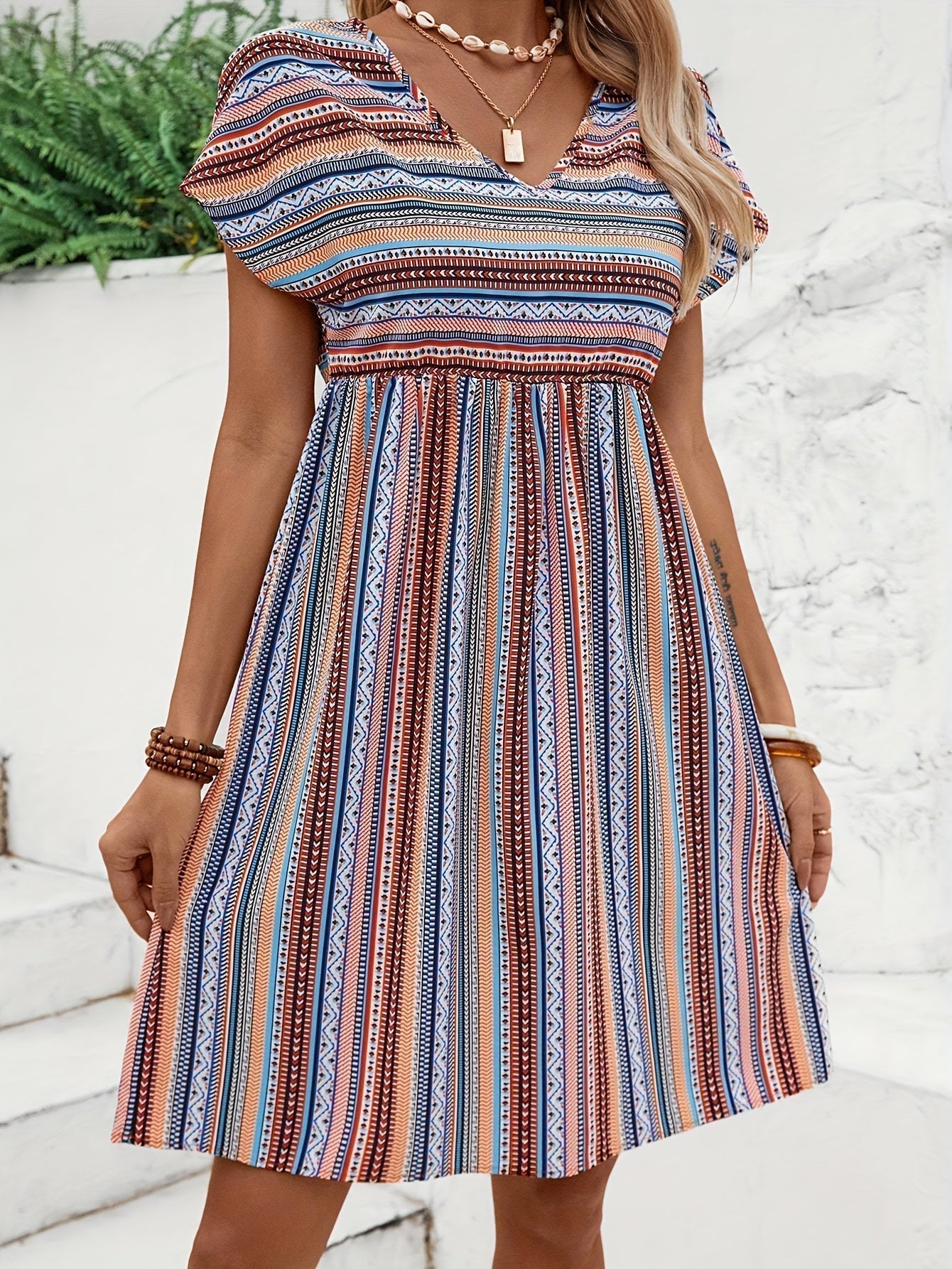 Ámbar | Vestido de estilo bohemio a rayas