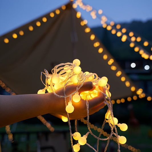 Luces de cadena para exteriores con batería, blanco cálido