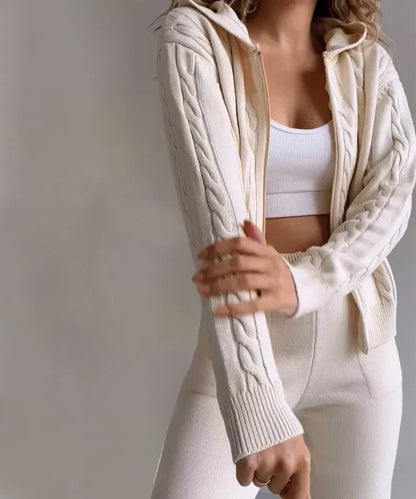 Poppy - Conjunto de dos piezas suéter casual de punto jacquard