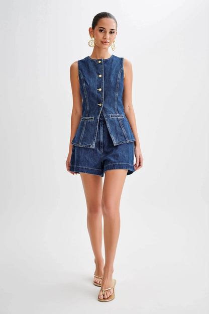 Luca™ | Conjunto de chaleco y shorts de mezclilla – Casual y a la moda para uso diario