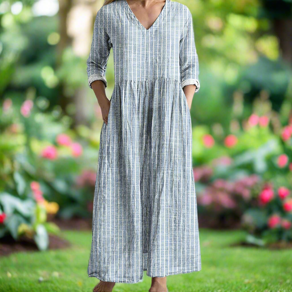 Dabria - Vestido clásico casual a rayas