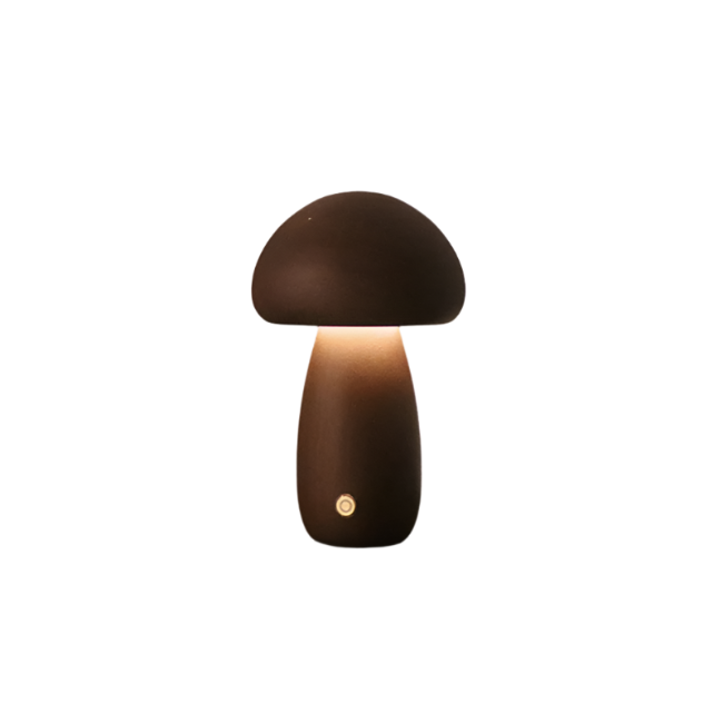 Lámpara de mesa con diseño de hongo de madera