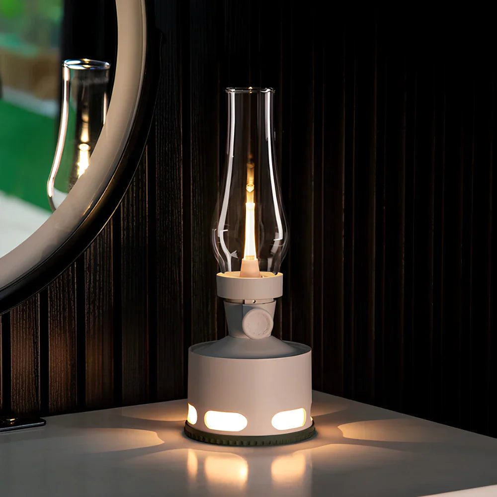 Linterna de mesa de vidrio LED vintage