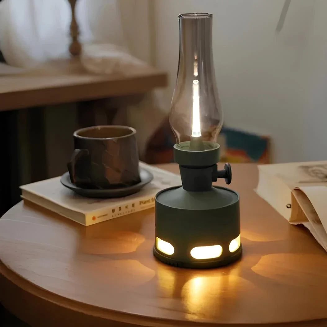 Linterna de mesa de vidrio LED vintage