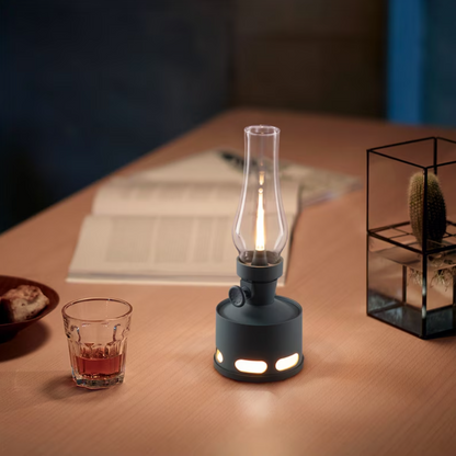 Linterna de mesa de vidrio LED vintage