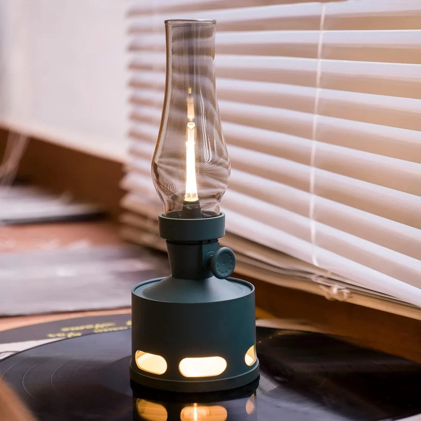 Linterna de mesa de vidrio LED vintage