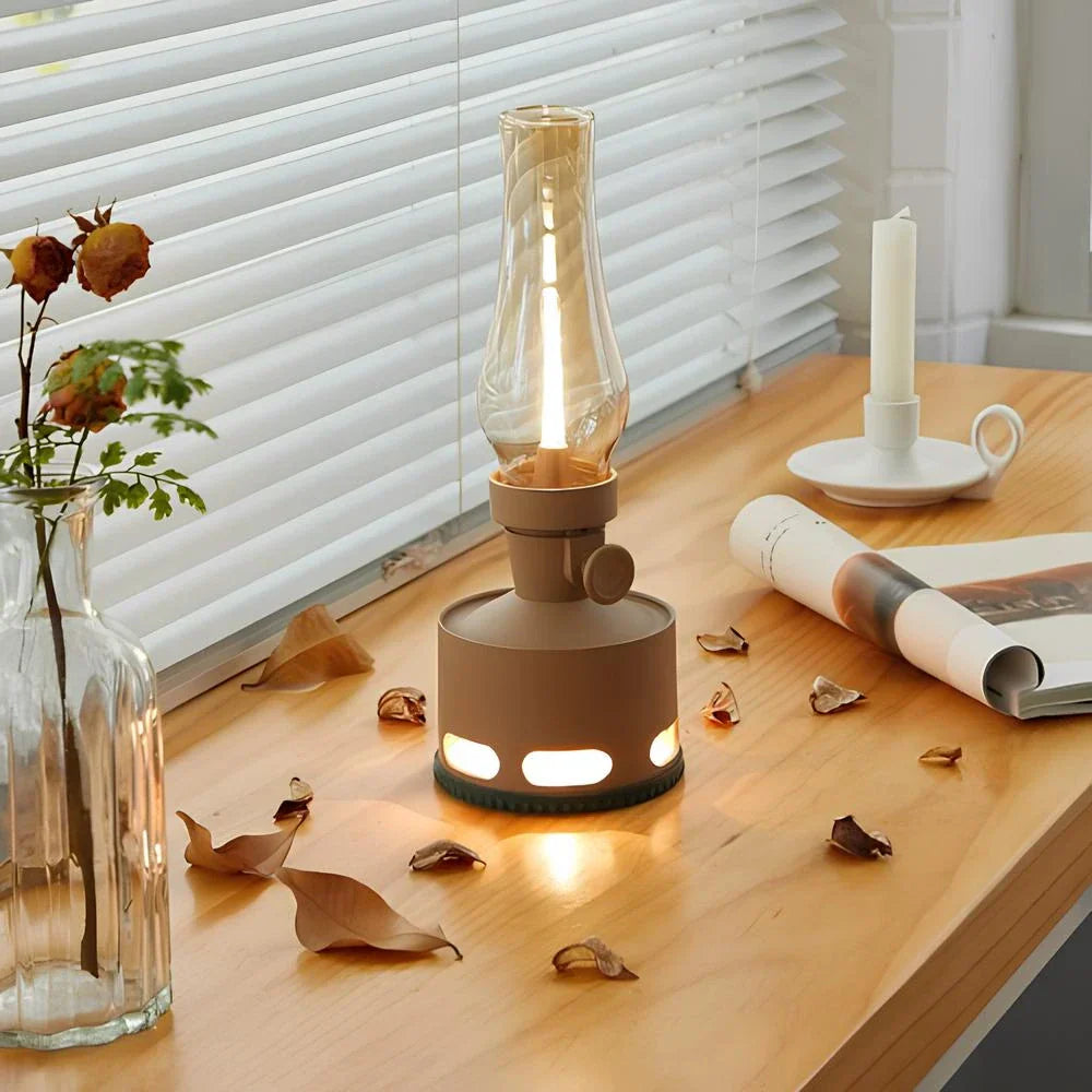 Linterna de mesa de vidrio LED vintage