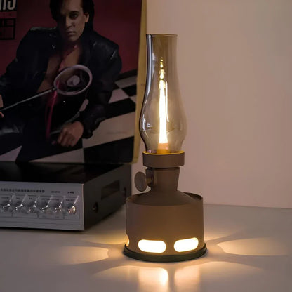 Linterna de mesa de vidrio LED vintage