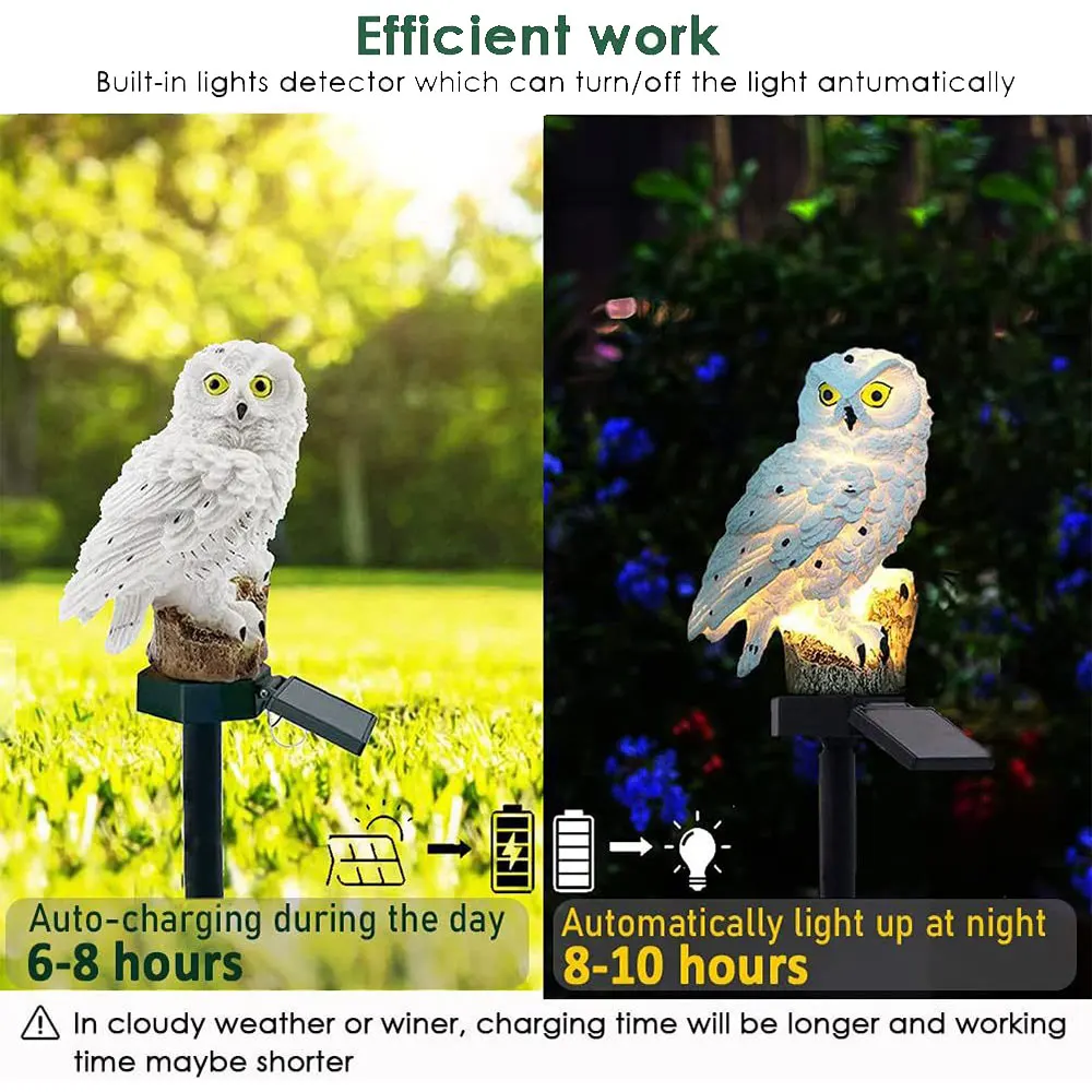 Juego de luces solares de jardín con búho LED para exteriores