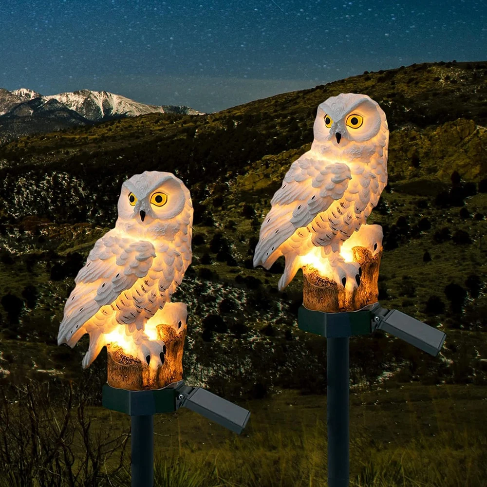 Juego de luces solares de jardín con búho LED para exteriores