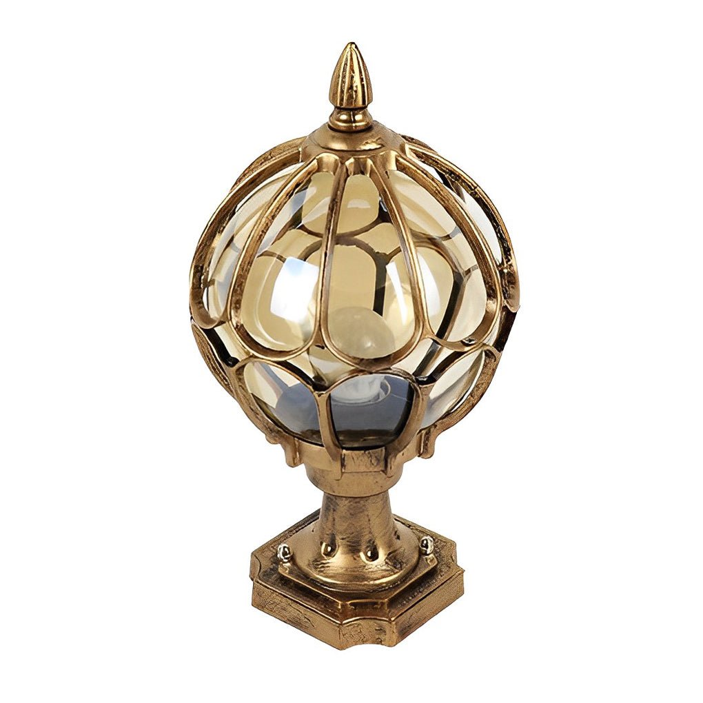 Lámpara de poste vintage con globo de vidrio para exteriores