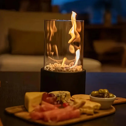Fire Pit Tabletop Ethanol Burner with Glass